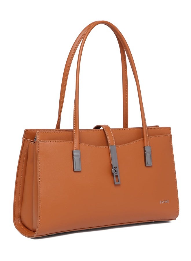 EVOKE CLEO Vegan Leather Shoulder Bag for Women | with Adjustable Strap | Stylish and Elegant for Daily Routine and Weekend Outings (Amber Rust) - Image 2